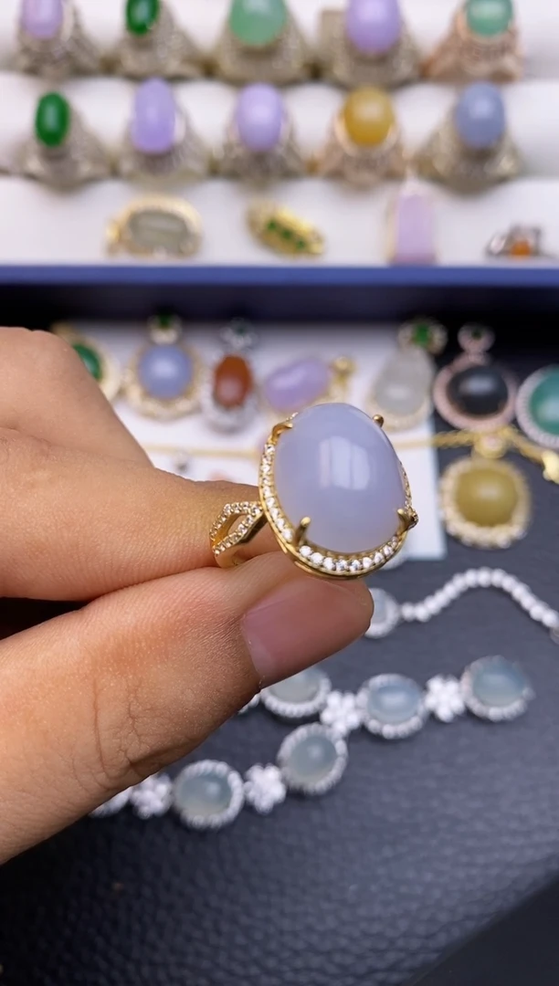 银S925镶嵌戒指翡翠6666