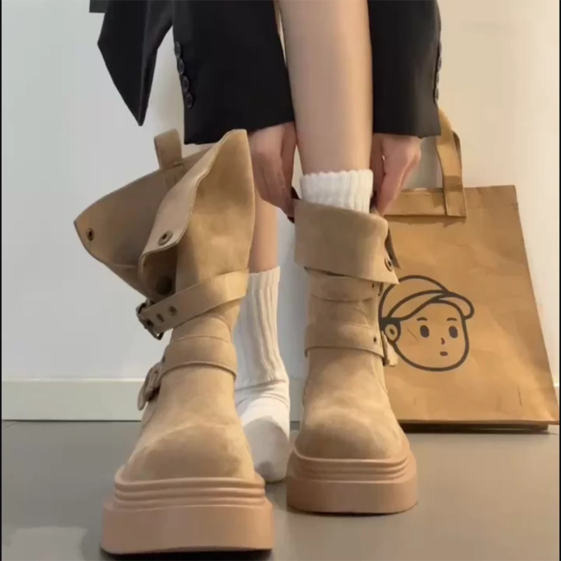 时尚部落两穿机车马丁靴子女2025年秋冬季新款厚底小个子短靴