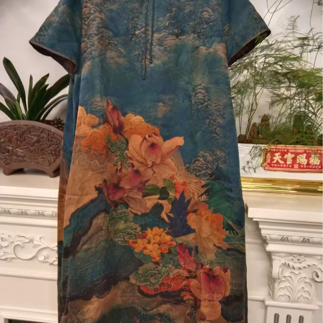 CHEN HENG 太阳 香云纱真丝连衣裙洋气年轻妈妈重磅桑蚕丝女装