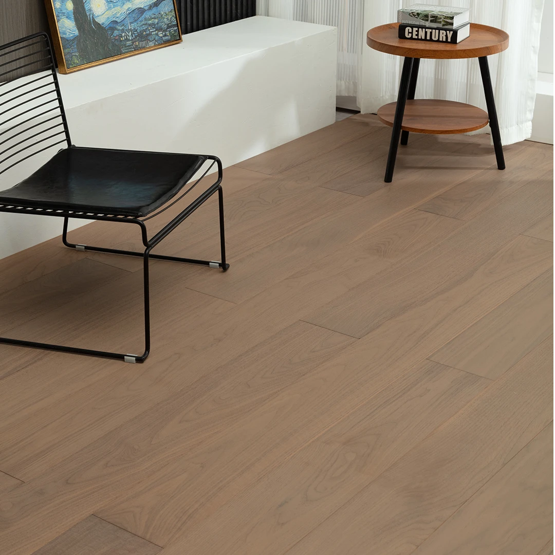 黑胡桃橡木纯三层实木复合地板中古侘寂风家用地暖地板源头直销