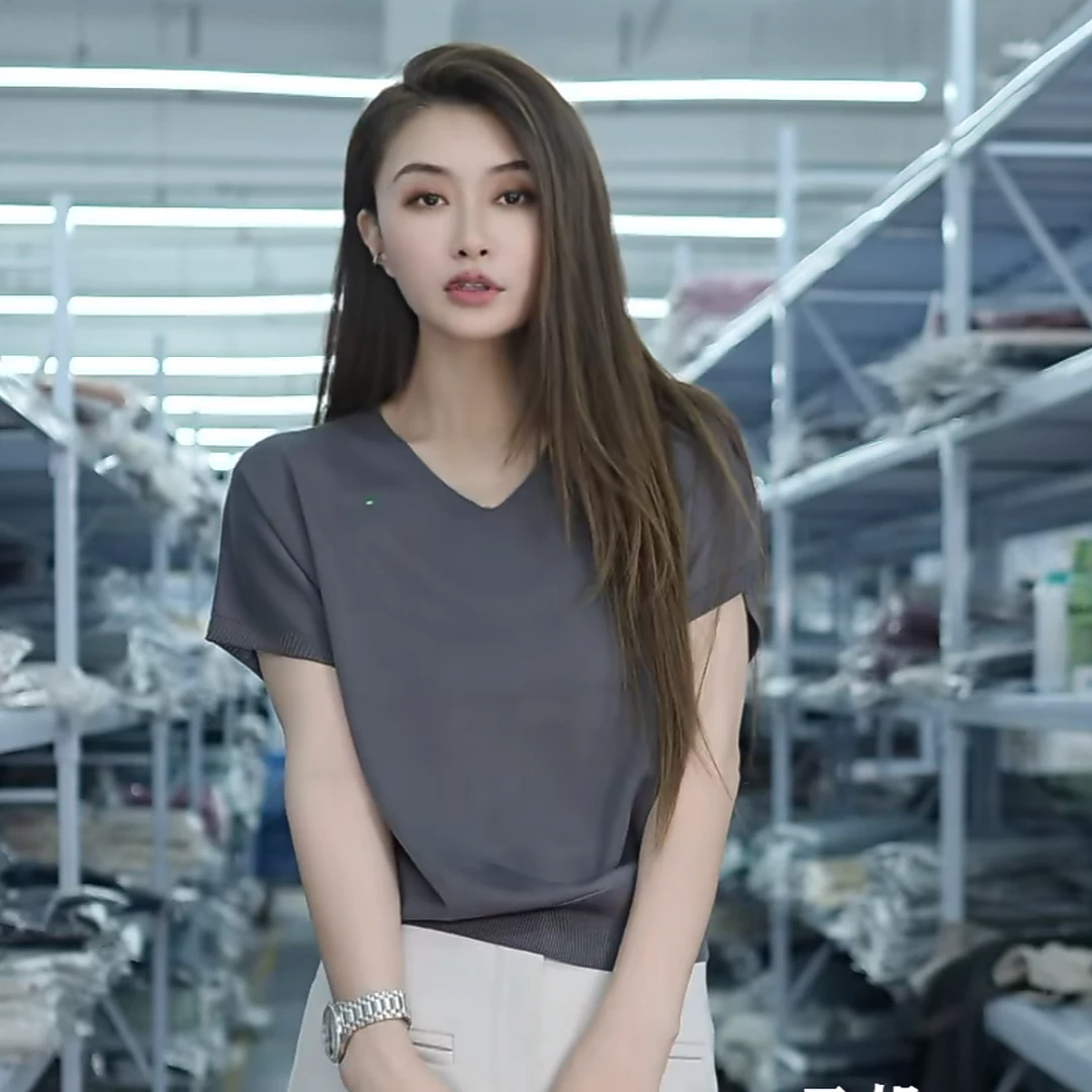 【晴晴精选】夏季时尚气质纯色V领休闲百搭针织衫A398#