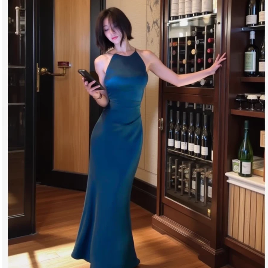 时尚气质高级感无袖连衣裙女装女夏季新款名媛收腰显瘦性感长裙子