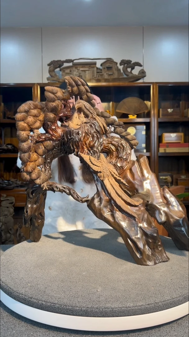 【闪购商品】金丝楠木雕双鸟报喜2