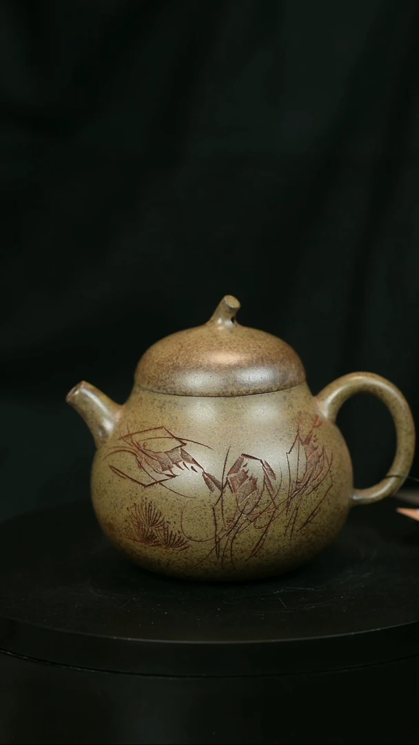 茶壶紫砂柯*H2235李琴段泥柴烧虾趣茄瓜