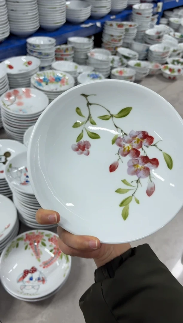 墨*景德镇高温陶瓷食品级手绘釉中彩-圆深盘