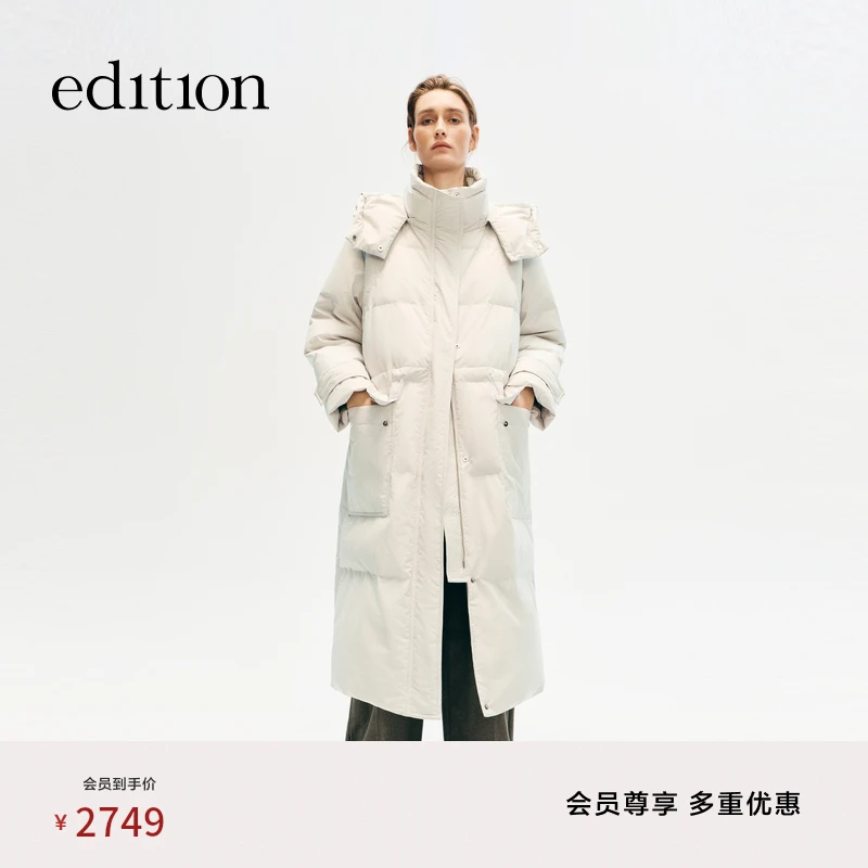 edition2025冬季新款风衣式长款连帽鹅绒羽绒服外套#EBE4EINT03