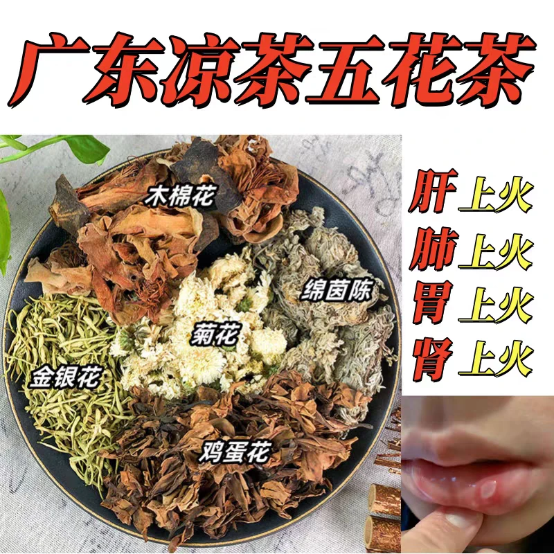 正宗广东五花茶广东下火养生茶包精选原料家庭自煮荷叶茶