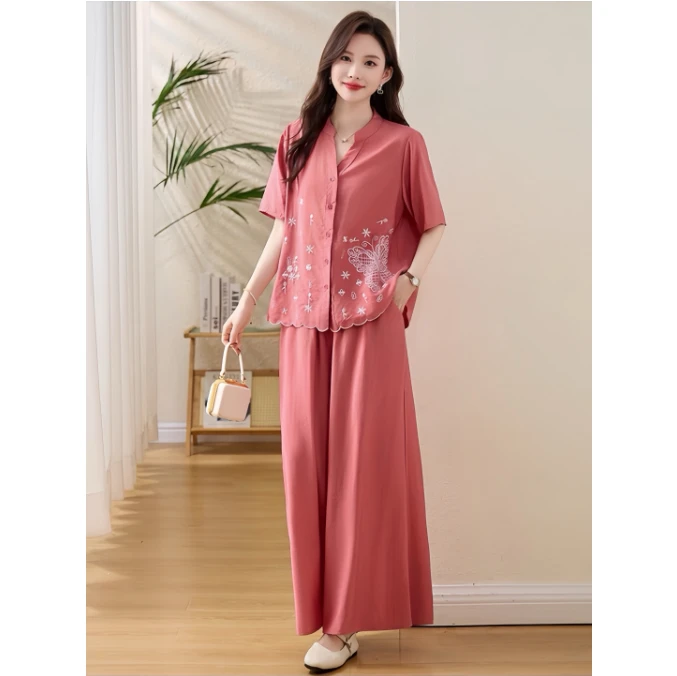 天丝麻套装两件套中国风夏季新中式宽松