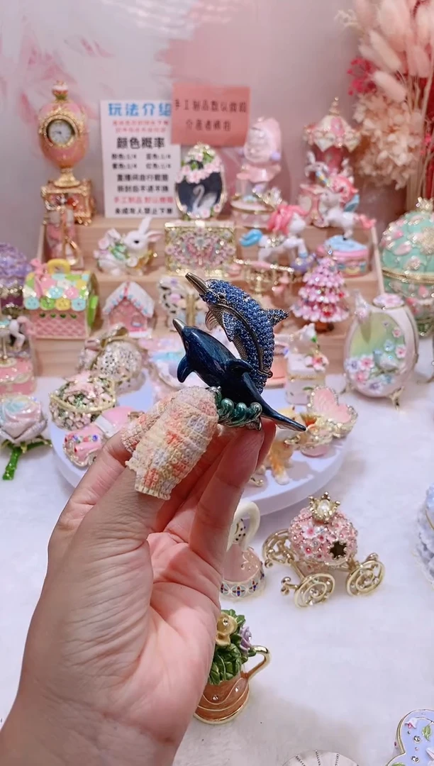 合金珐琅彩首饰盒摆件