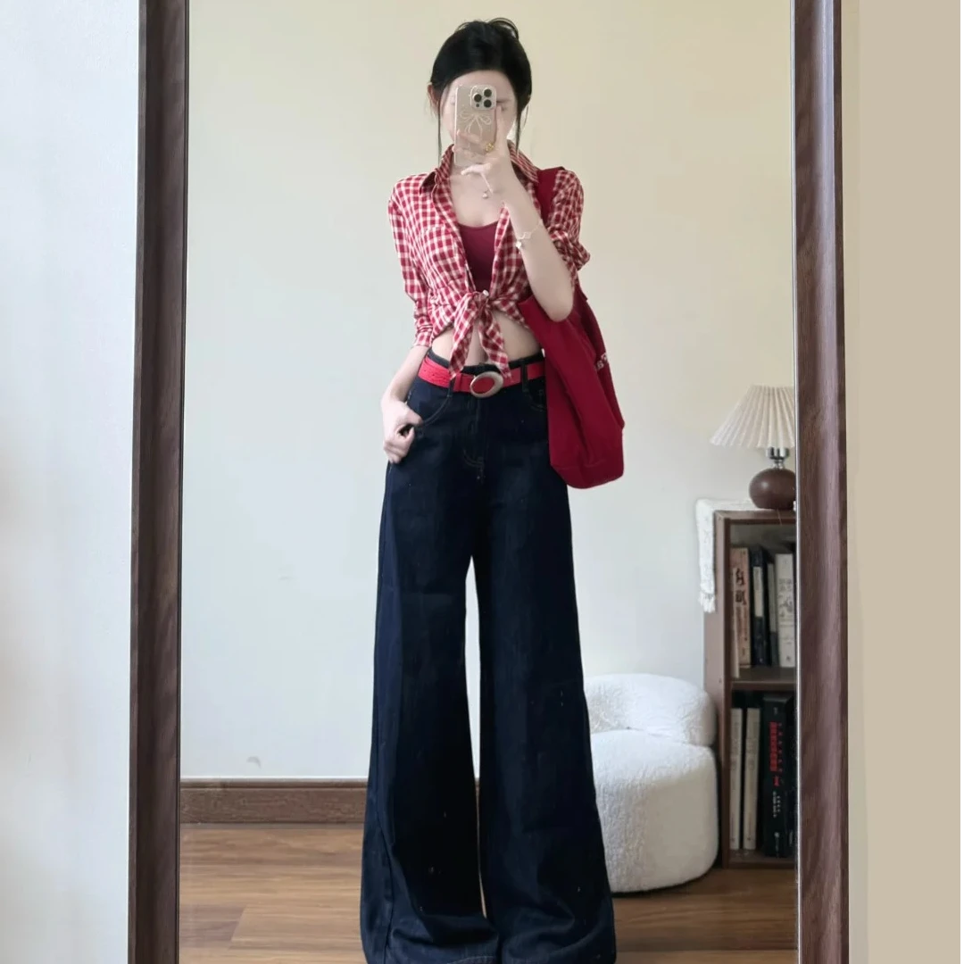 2025夏季新款时尚打底棋盘格衬衫休闲洋气百搭气质显瘦外穿上衣女