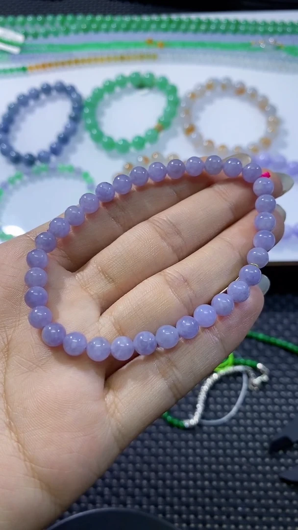 散珠翡翠卡5.8红春紫手串