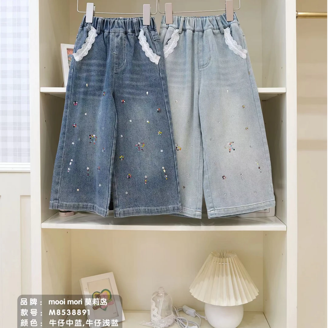 茉莉岛•25秋~牛仔长裤8891浅蓝   5--1