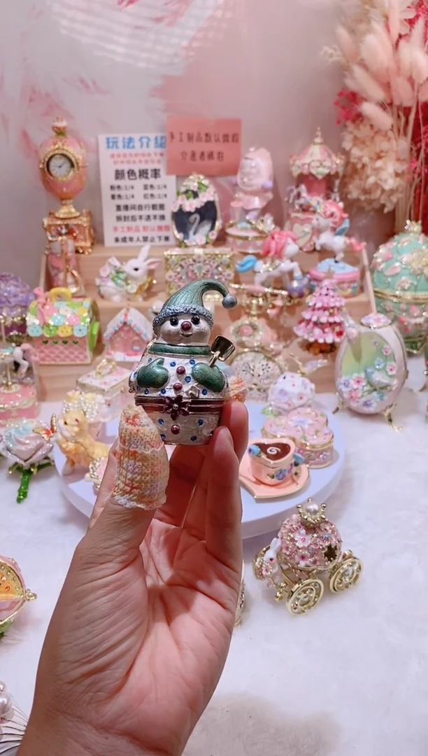 合金珐琅彩首饰盒摆件
