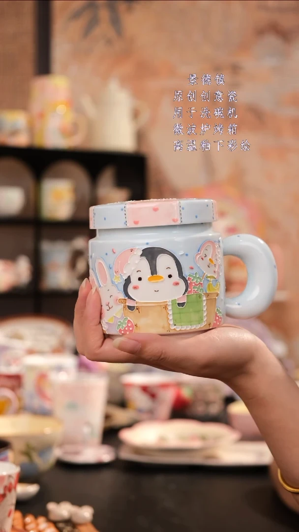 摆件景德镇手工手绘设计师款