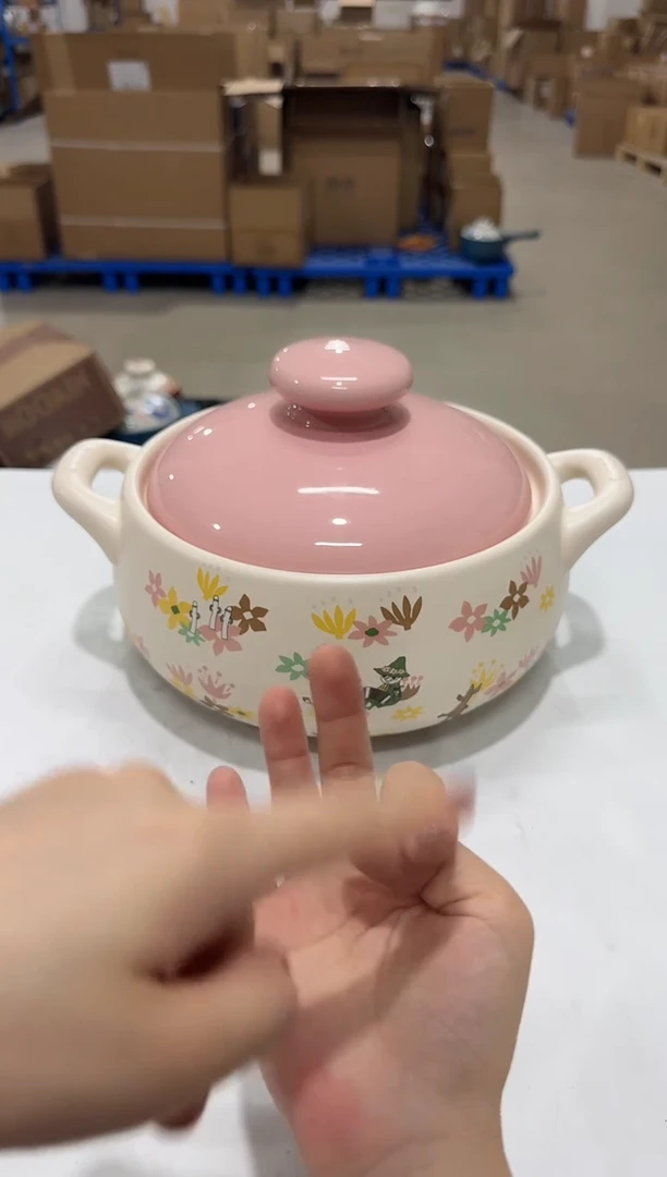 瓷片姆明花语3L砂锅