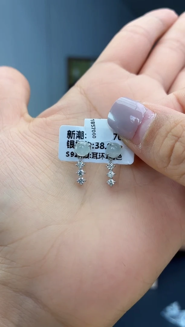 银S925镶嵌翡翠耳饰111111111111