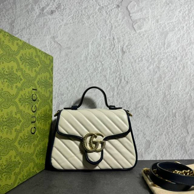 99新 GUCCI/古驰 白色手提单肩包 C1404160 1555