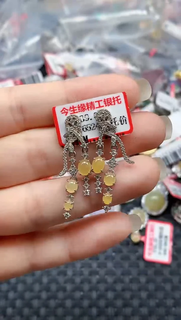 银S925镶嵌戒指翡翠天然A货缅甸翡翠