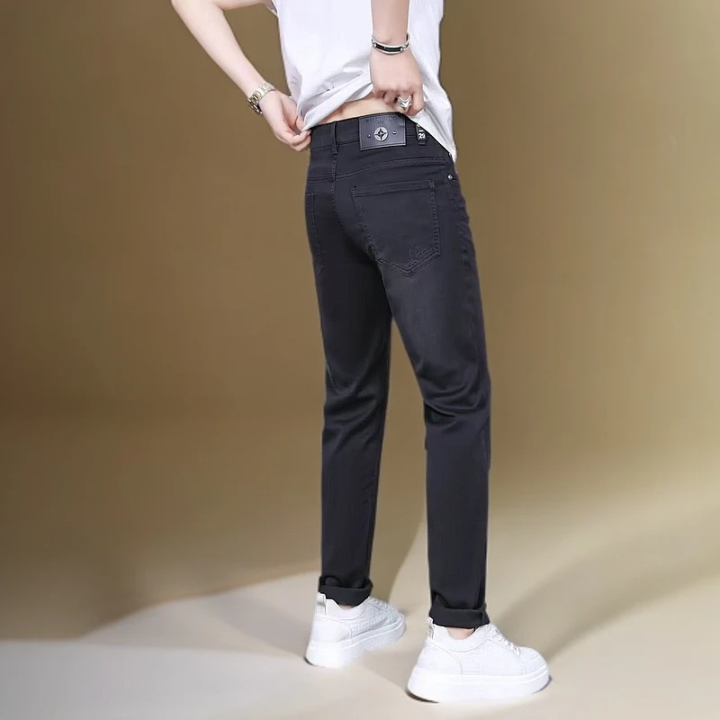 修身直筒微弹薄款休闲牛仔裤夏季宽松薄款韩版春夏