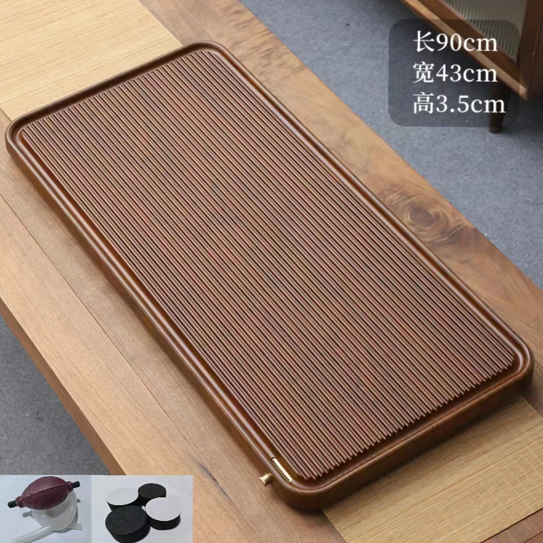 家用实木直条茶盘桌面沥水排水干泡茶台适用于办公室功夫茶具茶海