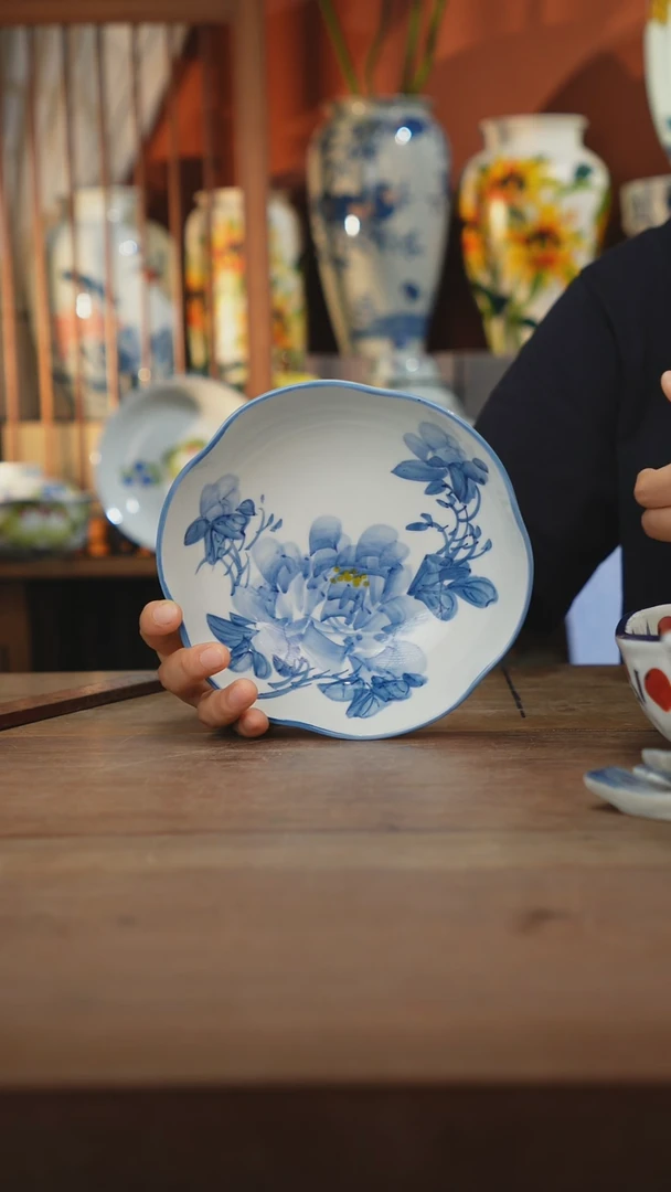 瓷片【简家甄选】景德镇设计师釉下手绘陶瓷餐具