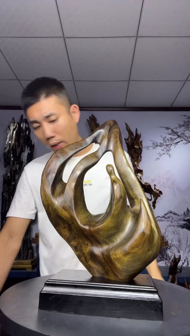 金丝楠木雕款浮*金丝楠木工艺品摆件