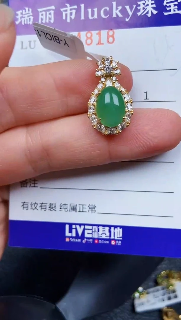 翡翠银S925镶嵌颈饰4818