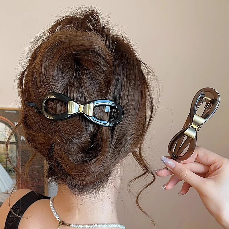 新款高级感蝴蝶结扭扭夹女设计感后脑勺盘发一字发夹气质时尚头饰