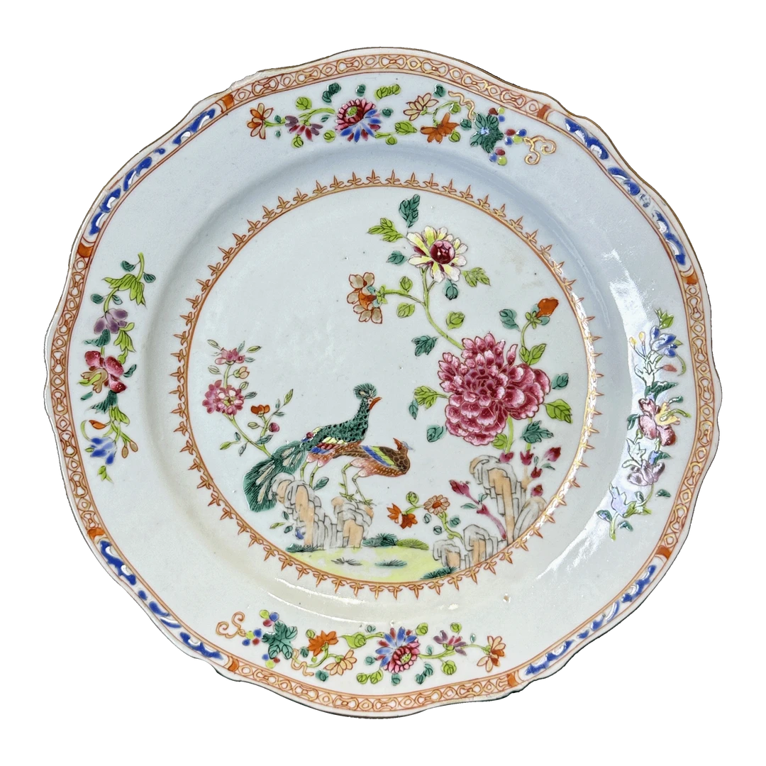 25201502t粉彩花鸟纹盘