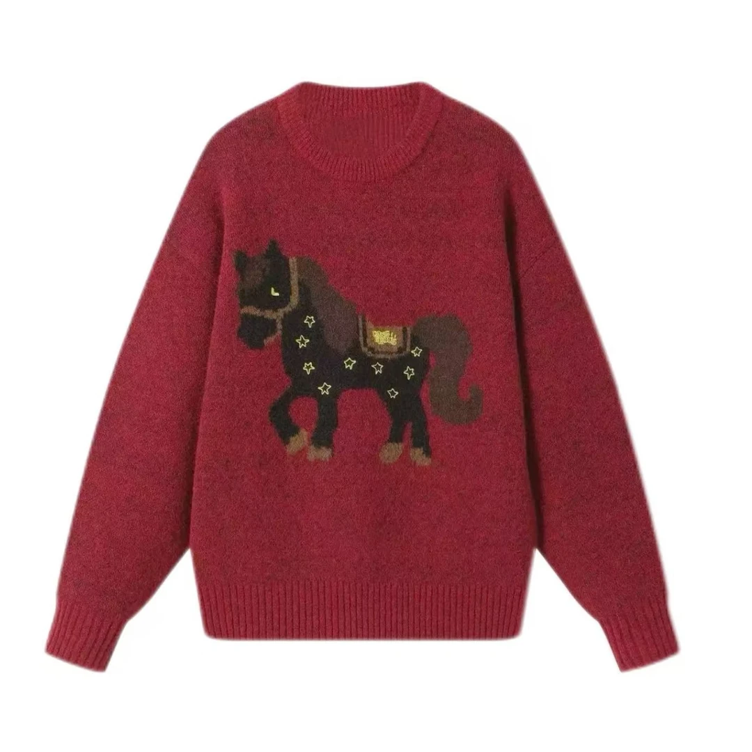 GOLDCLOSET套头圆领针织毛衣休闲针织衫冬季韩版保暖卡通