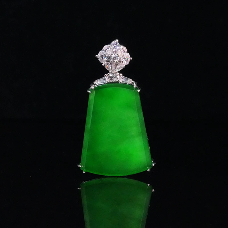 【小胖翡翠】天然翡翠吊坠A货满绿无事牌吊坠款通透大气-多样性发商品图