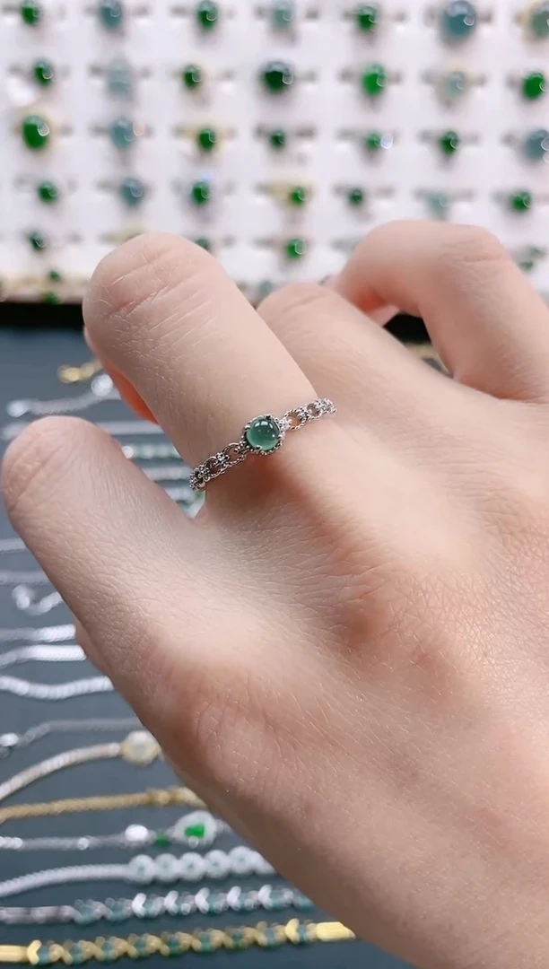 【闪购商品】翡翠戒指银S925镶嵌天然翡翠