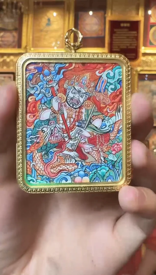 吊坠白财神--热贡纯手绘