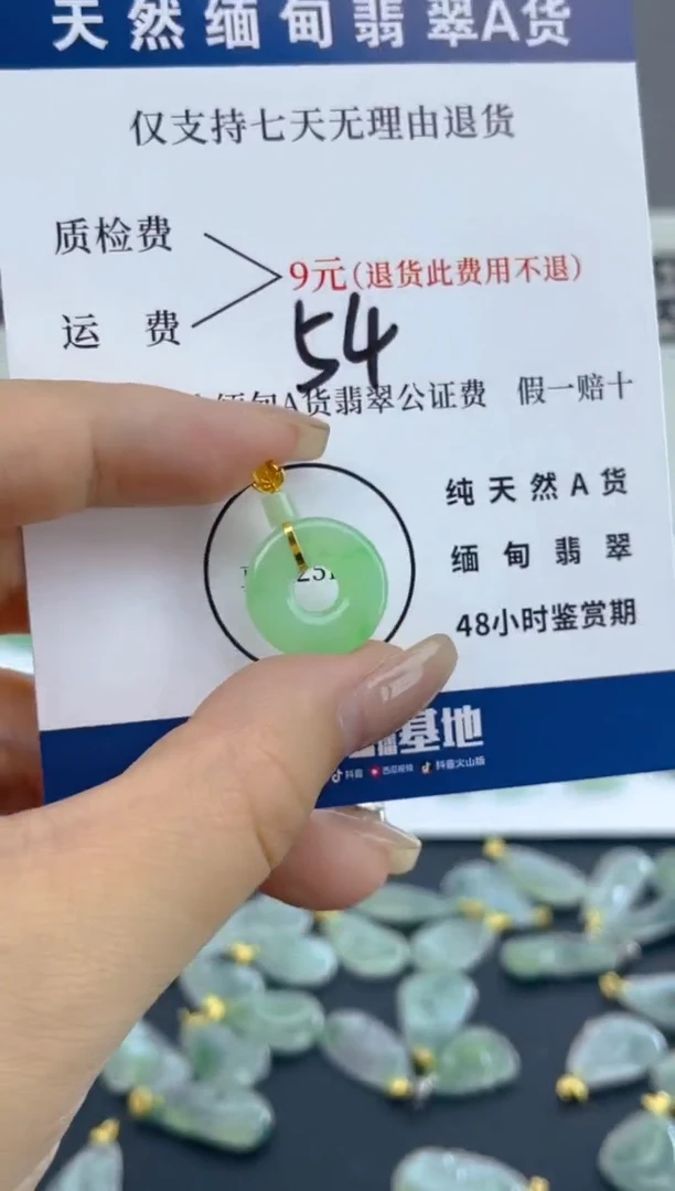 颈饰18K金镶嵌翡翠天然A货翡翠  54