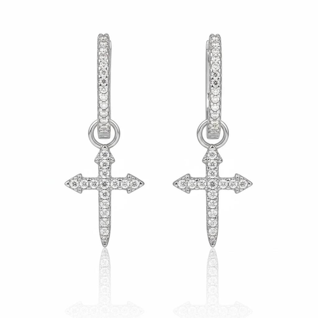 BTSP S925银针十字架耳环嘻哈潮流小众耳饰
