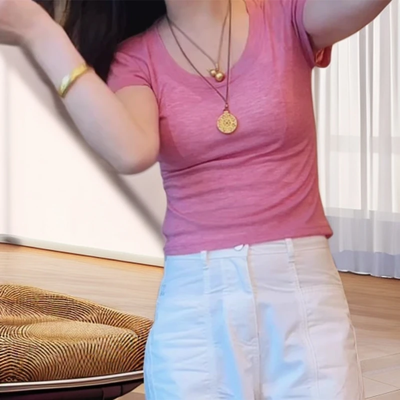 【干枯玫瑰】-2025春夏百搭T恤净版干枯玫瑰短袖上衣C5247