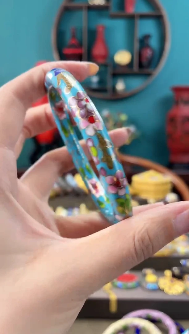 非遗景泰蓝细棍镯62-65天蓝