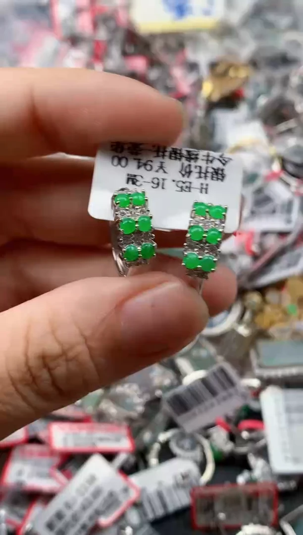 银S925镶嵌戒指翡翠天然A货缅甸翡翠