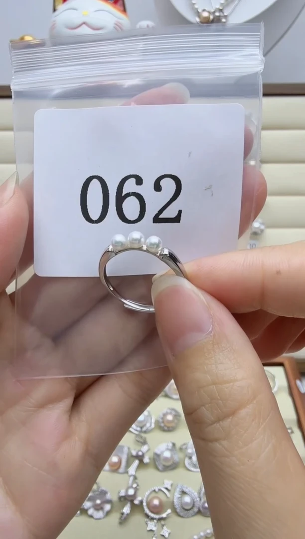 银S925镶嵌戒指淡水珍珠祥*062