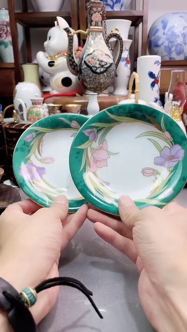 瓷片花卉盘一对一一