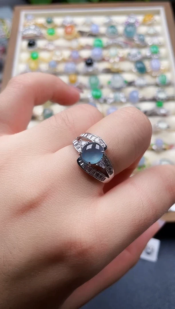 银S925镶嵌戒指翡翠150