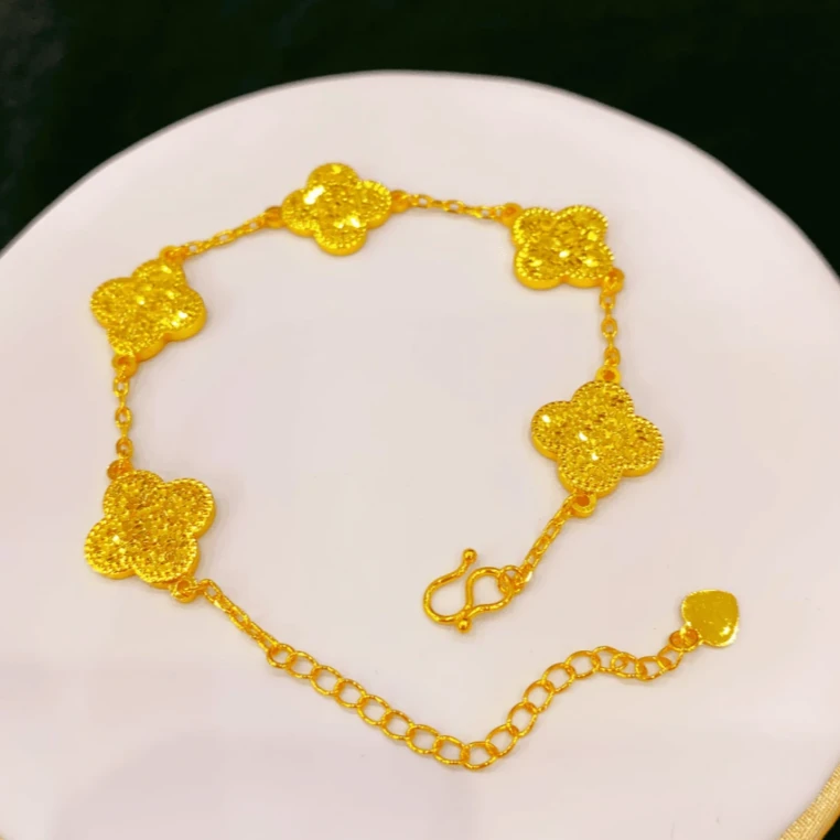 合金手链 合金材质【五花碎碎四叶草冰手链】气质时尚精美轻奢百搭