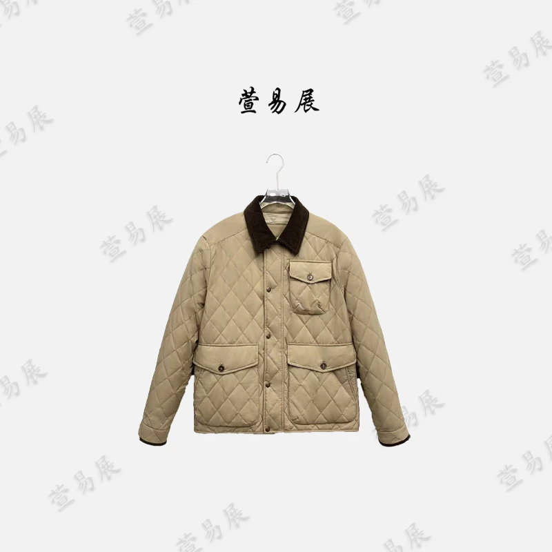 萱易展-经典时尚翻领格纹显瘦气质棉服外套YN-110803