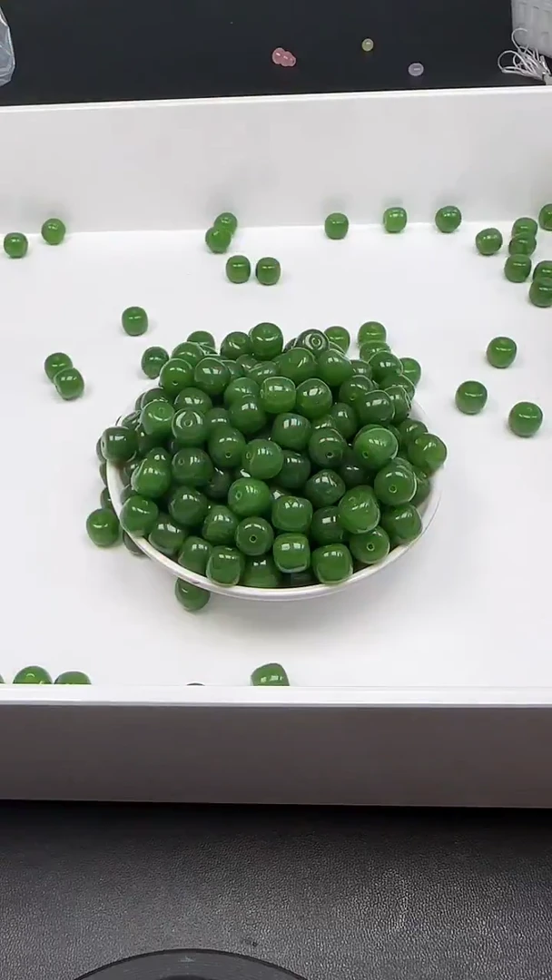 未镶嵌和田玉珠宝半成品碧玉N191卡9*10MM散珠10颗