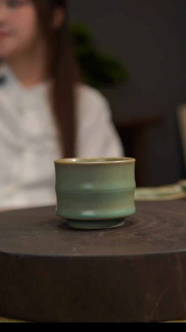 杯子向*方竹节杯 汝州原产地  原矿老釉