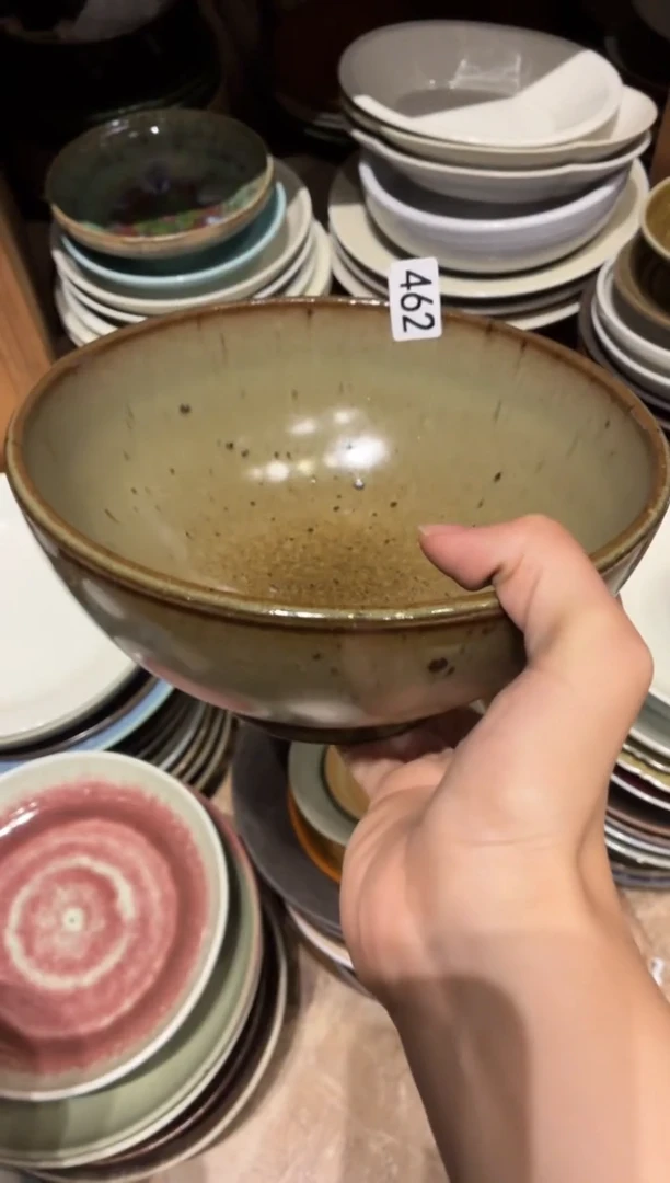 瓷片又****桥462微瑕燕麦色深面碗1个