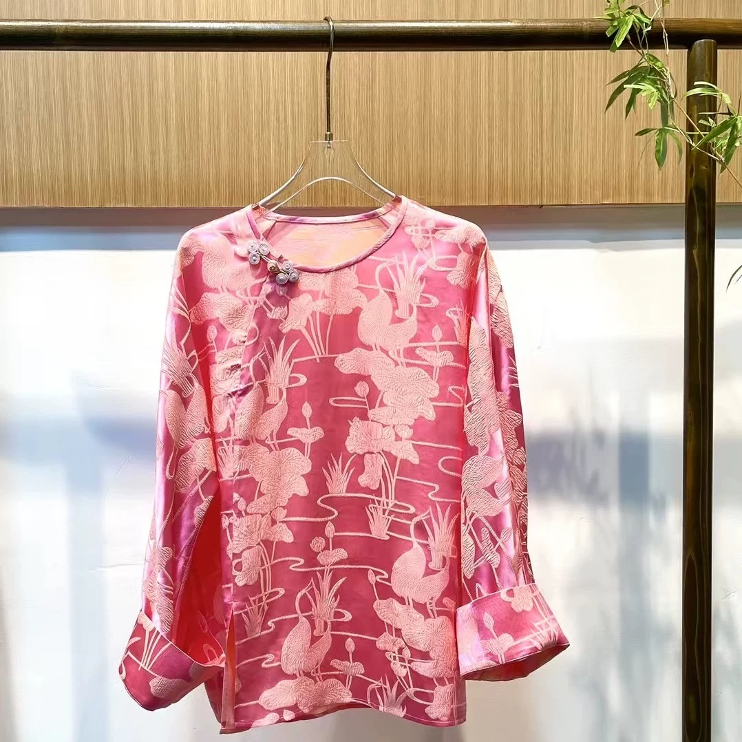 Momo2025早春百搭高级设计师款杨幂同款新中式国风百搭上衣衬衫