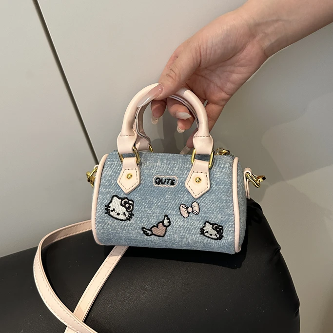 可爱小猫手提包公主风刺绣百搭通勤斜挎包2025秋冬新款手提包女包