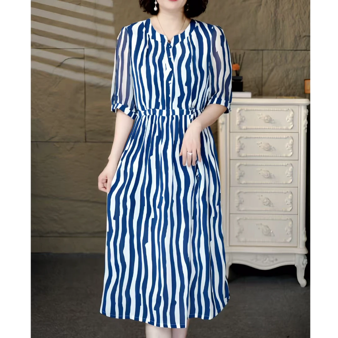 5101【依】夏季百搭时尚简约休闲显瘦遮肉减龄连衣裙