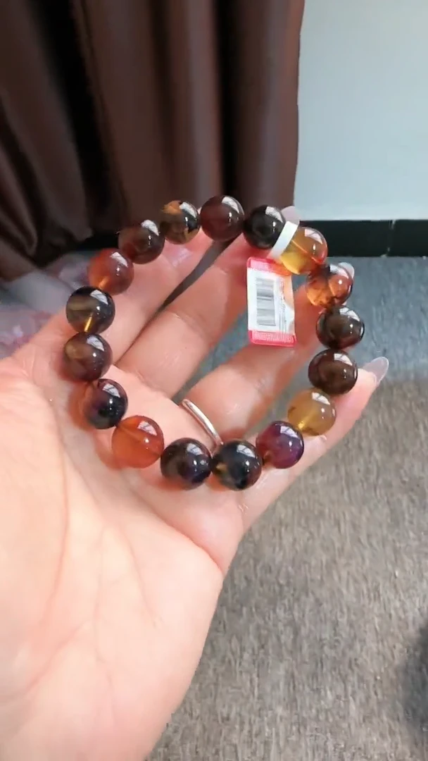 【闪购商品】琥珀手链未镶嵌规格12微瑕多宝手串#7